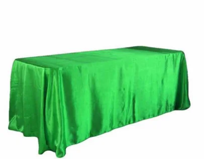 145x320cm White/Black Tablecloths Table Cover Rectangular Satin Tablecloth for Wedding Birthday Party Hotel Banquet Decoration - Color: green