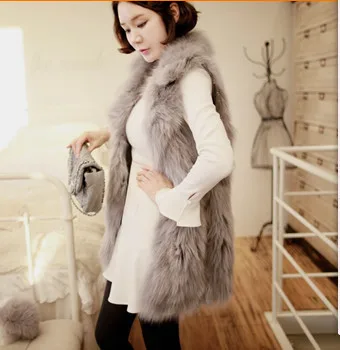 Женская верхняя одежда, осень-зима, Chaqueta mujer,, роскошный длинный меховой жилет с отложным воротником, женский жилет без рукавов, благородный мех лисы, V615