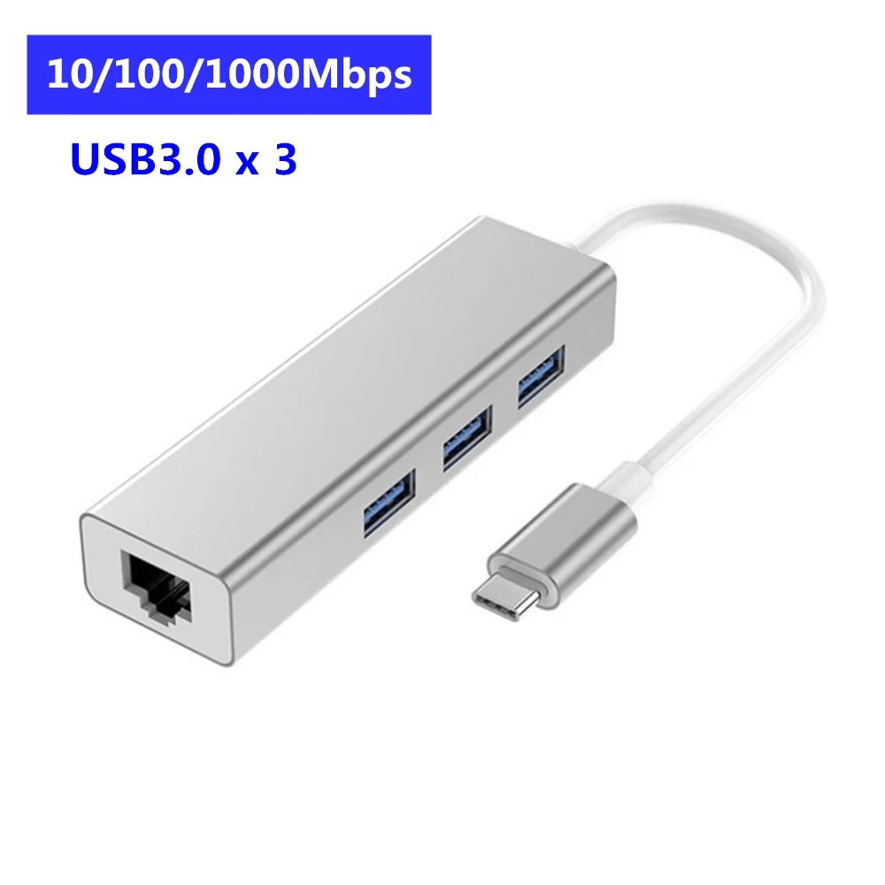 Type c 3.0 USB 3.0 HUB TYPE C to Gigabit Ethernet Lan RJ45 1000Mbps adapter for macbook xiaomi huawei notebook - Color: Type c 3.0