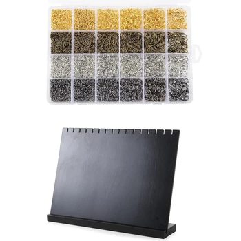 

4294Pcs Jewelry Findings Kit with Open Jump Rings & 1x Wooden Jewelry Pendant Necklace Display Stand Jewelry Storage Box