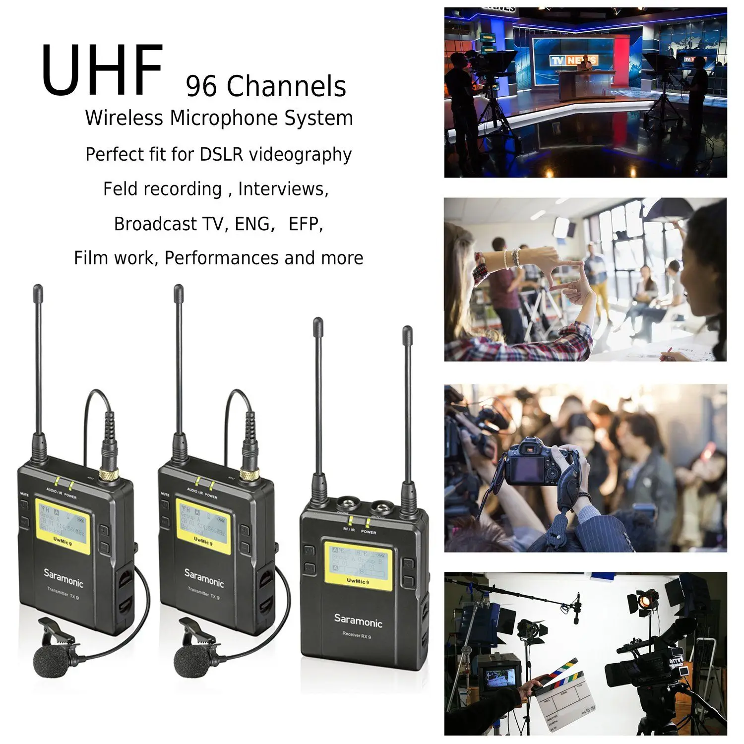 Беспроводная микрофонная система Saramonic UwMic9 UHF петличный монитор для камеры SLR DSLR