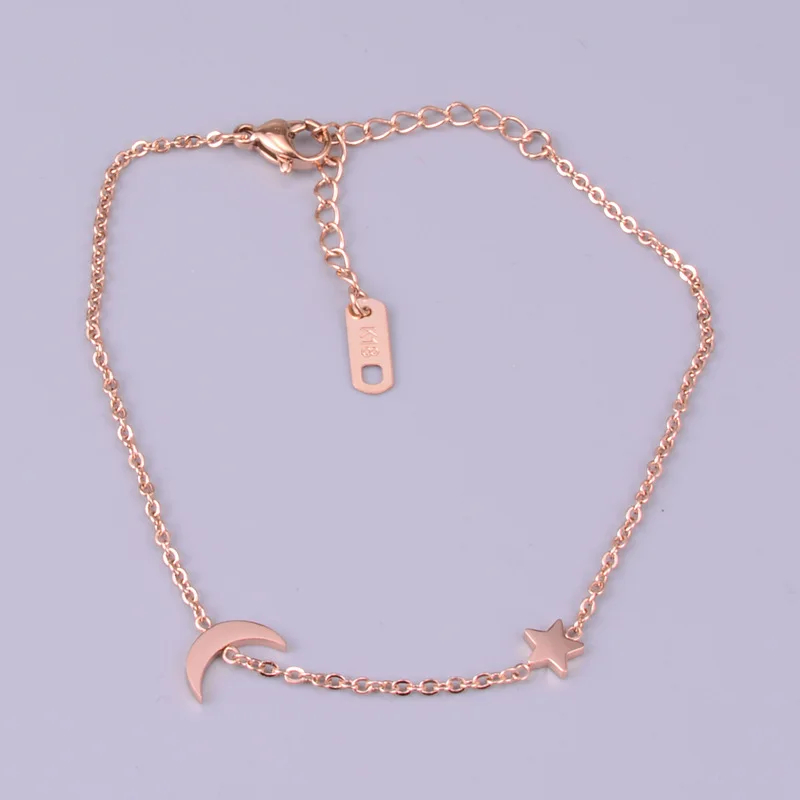 

Simple titanium stainless steel bracelet, stars and moon adjustable chain, beautiful bracelet jewelry gift for women