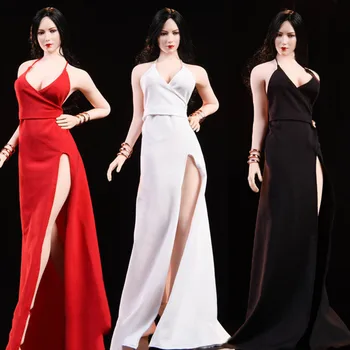 

1/6 Scale C1901 Female Sexy Dress Evening Women low collar Long skirt clothing Model For 12" Action figure Body Doll Accessories