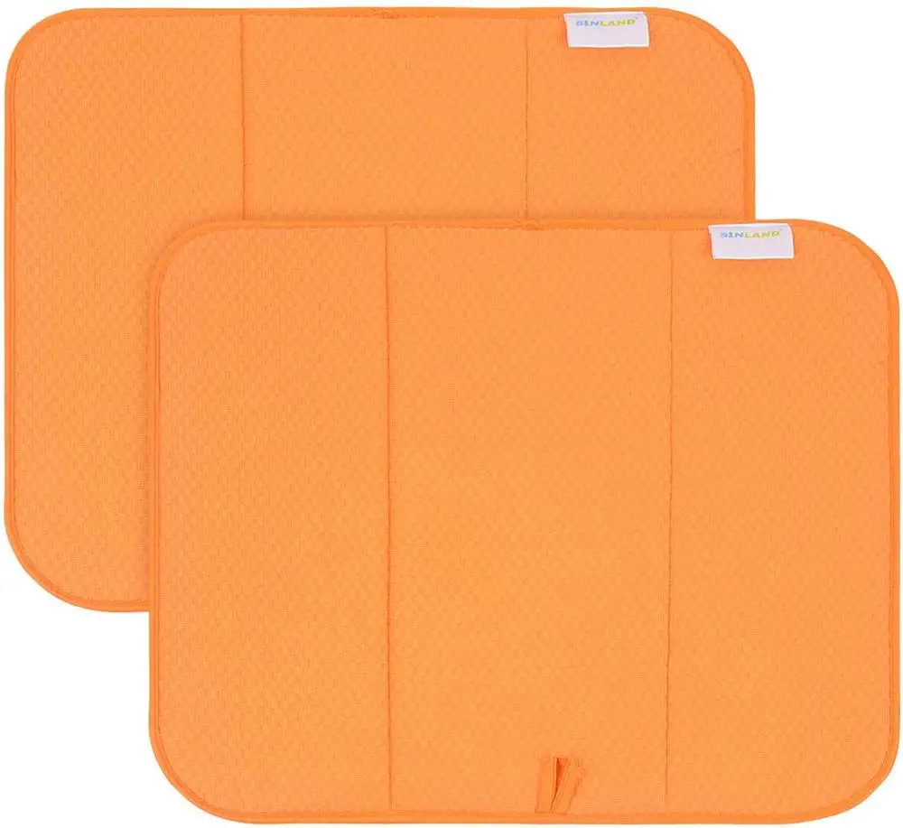 Sunland Microfiber Dish Drying Mat Super Absorbent Dish Drying Rack Pads Kitchen Counter Mat 16InchX18Inch 2 Packs