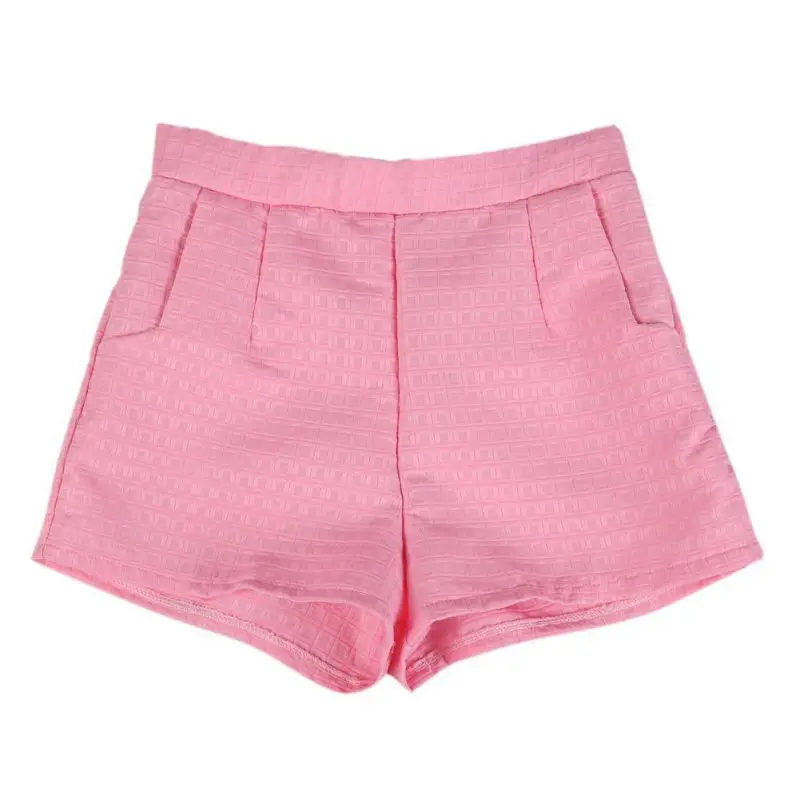 Pink Женские шорты с высокой талией, женские повседневные свободные шорты, сексуальные кружевные шорты - Цвет: Pink