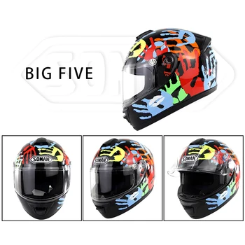 

Ful-face Motorbike Helmets Snowman Turtle Painted Highway Racing Motorcycle Helmet casco para moto Soman SM962
