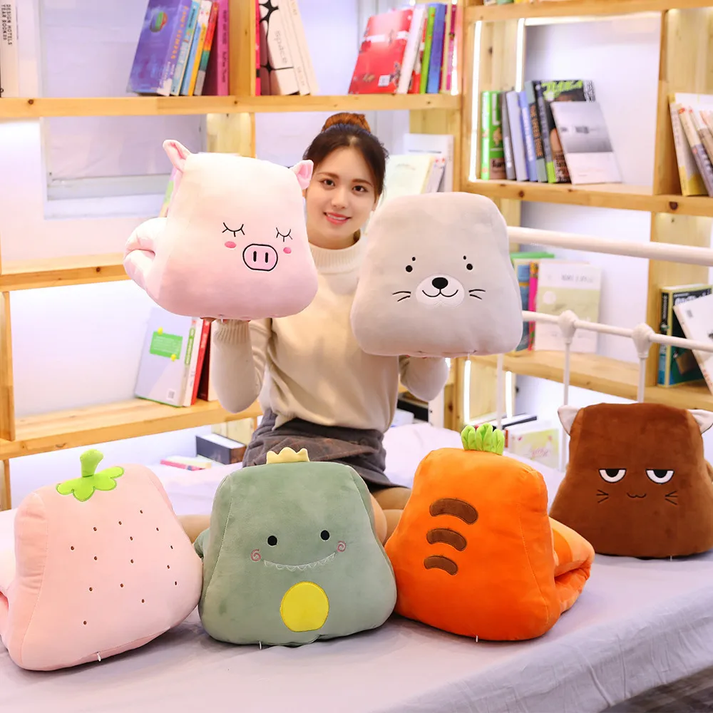 

Multi-functional Office Napping Pillow Students Lunch Break Party Pillow Airable Blanket Carrot Dinosaur Flannel Blanket