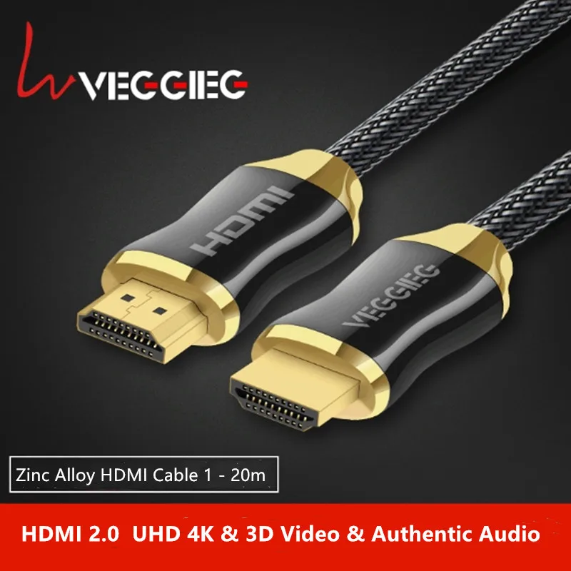 Veggieg 4K HDMI кабель с крючок из цинкового сплава и Позолоченный разъем HDMI 2,0 кабель