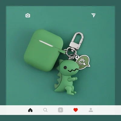 Силиконовые чехлы для Apple AirPods 2 мягкие Мультяшные милые цветочные наушники чехол для Air Pods 1 Зарядная коробка крышка с крючками - Цвет: 024