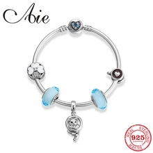 925 Серебряный Романтический браслет браслеты прекрасный кот синие бусины из муранского стекла красивые шармы подвески для браслета Femme модные украшения