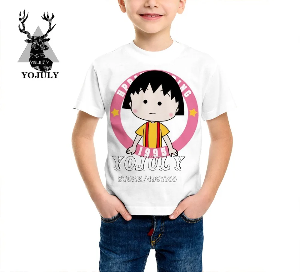 YOJULY Chibi Maruko/детская одежда с 3D-принтом для маленьких мальчиков и девочек, детская футболка Лидер продаж, модная одежда для отдыха с круглым вырезом, A461