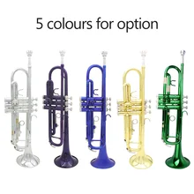 Trompete bb b instrumento plano de bronze, trompete requintado com bocal escova de limpeza luvas de pano alça