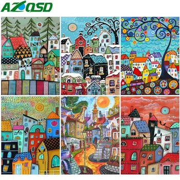 

AZQSD Paint By Numbers For Adults House Oil Painting Art Draw By Number On Canvas Cartoon Hand Paint Kit Canvas Unframed
