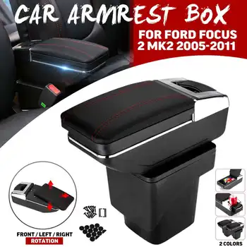 

PU Leather Car Central Armrest Arm Rest Storage Box Case For Ford For Focus 2 Mk2 2005 2006 2007 2008 2009 2010 2011
