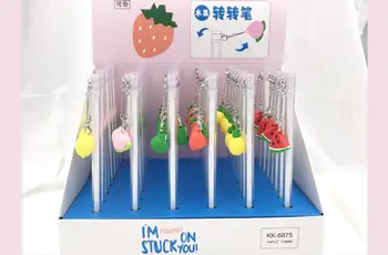 

new korea fresh fruit pendant gel pen cartoon neutral pen student prize pen office black writing pen promotion gift pen 48pc/lot