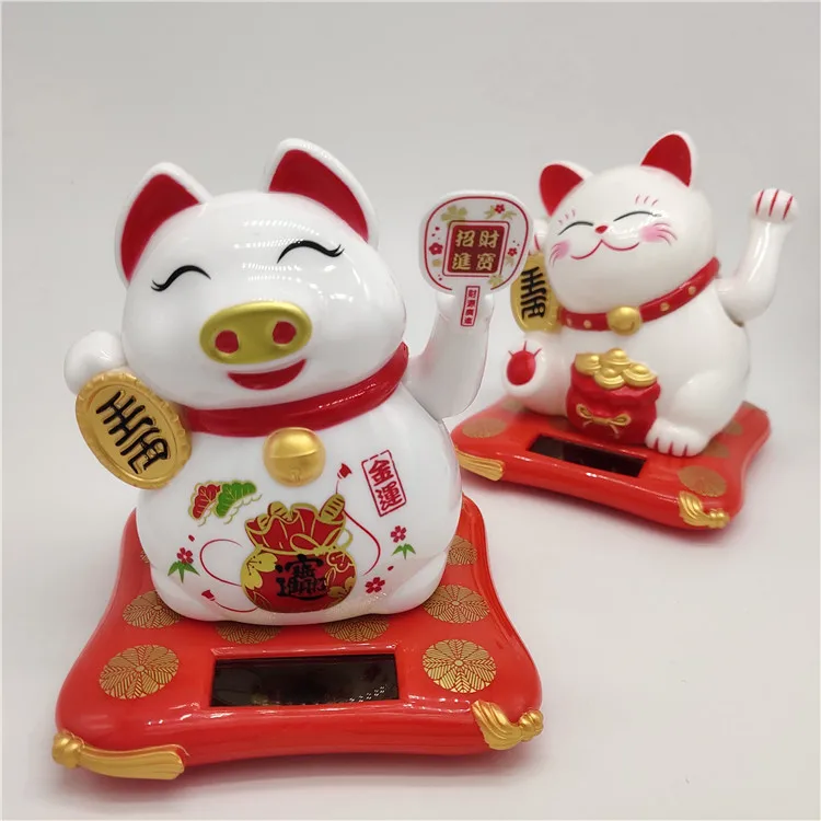 AliExpress Электрический Солнечный машинки игрушечная кошка автомобиль установлен счастливый кот свинья декоративные аксессуары для автомобиля