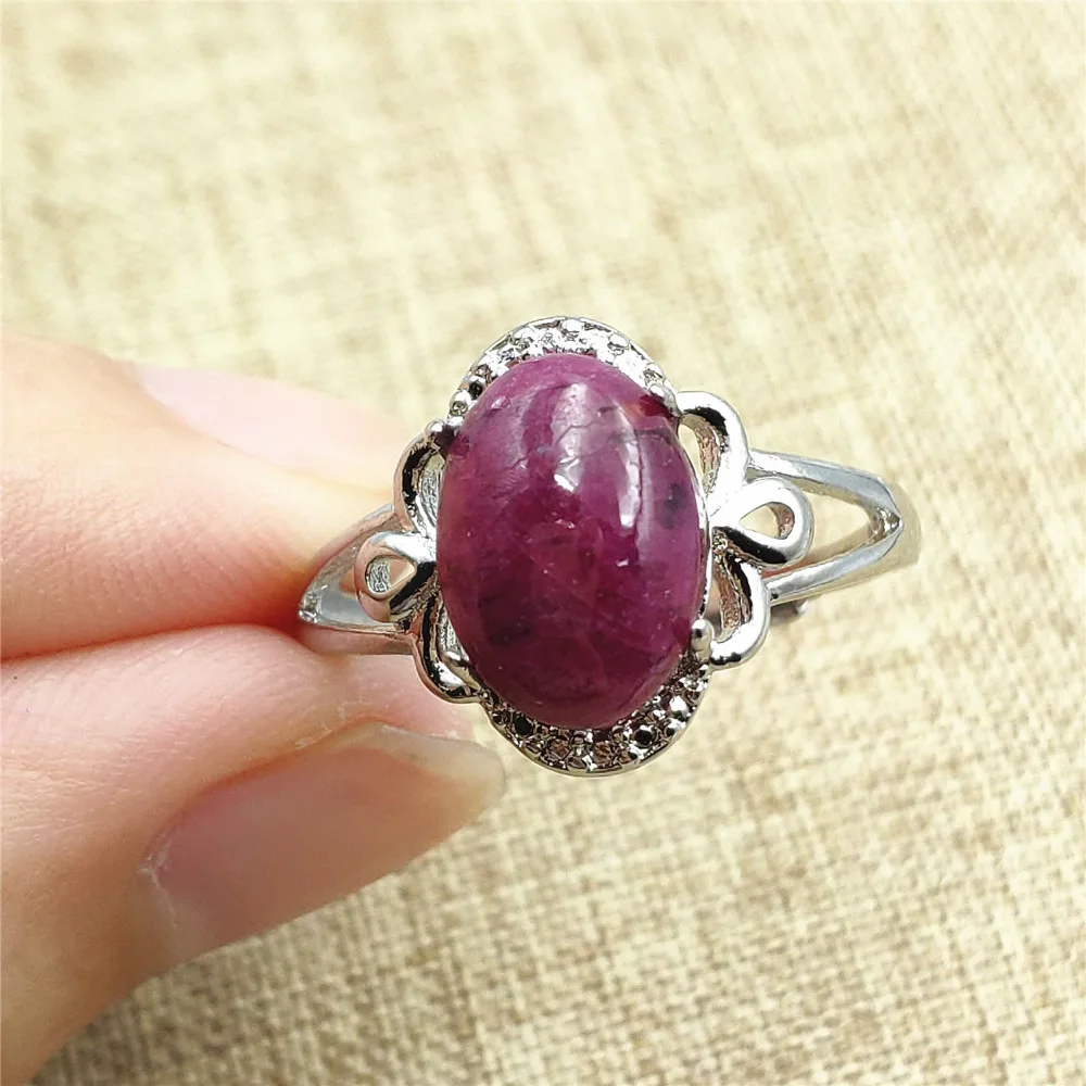 Top Natural Ruby Red Gemstone Adjustable Size Ring Crystal 11x8mm 925 Silver Woman Man Party Gift Rings Jewelry AAAAA