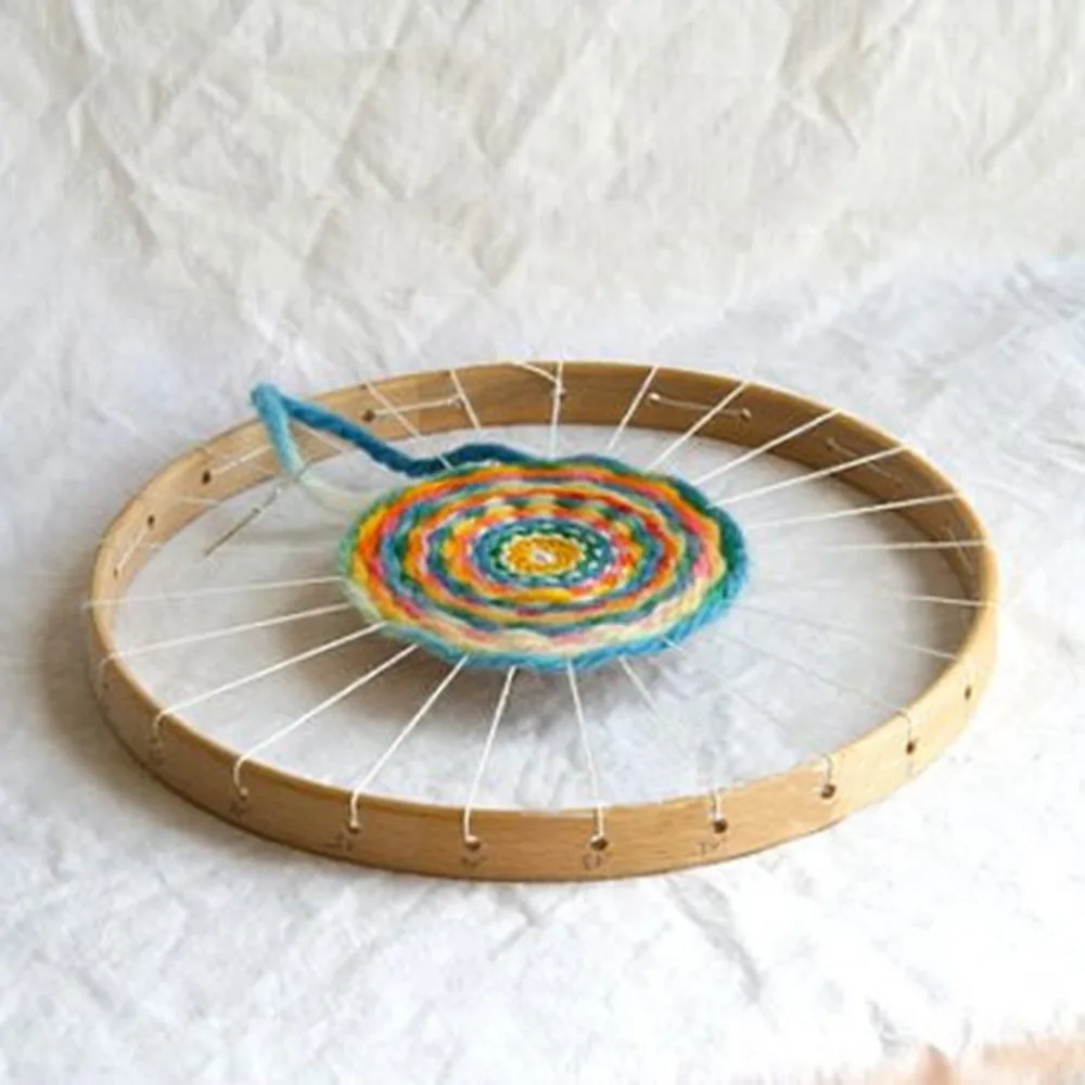 Ручные DIY деревянные кольца для вышивания рамка деревянная круглая ткацкая рамка набор Белый хлопок Толстая вышивка ткань ремесло инструмент