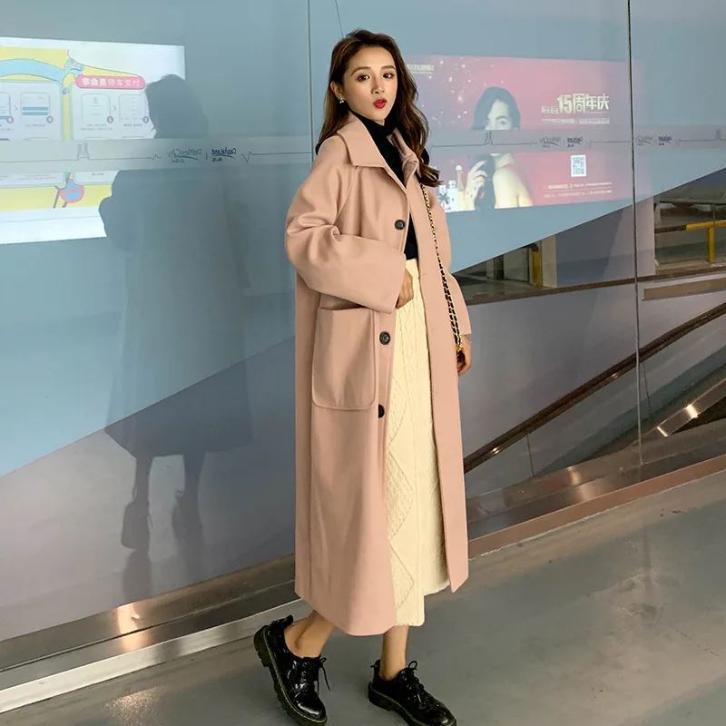 

Photo Shoot CHIC Woolen Overcoat Mori Girl Woolen Jacket Women's Mid-length Korean-style Students Waitmore2019 Autumn And Winter
