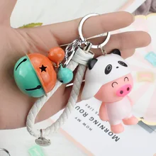 Южная Корея креативный мультфильм ключ кнопка McDull свинья сумка брелок кожаный веревочный браслет с подвеской колокольчик кукла маленькие подарки Настраиваемые