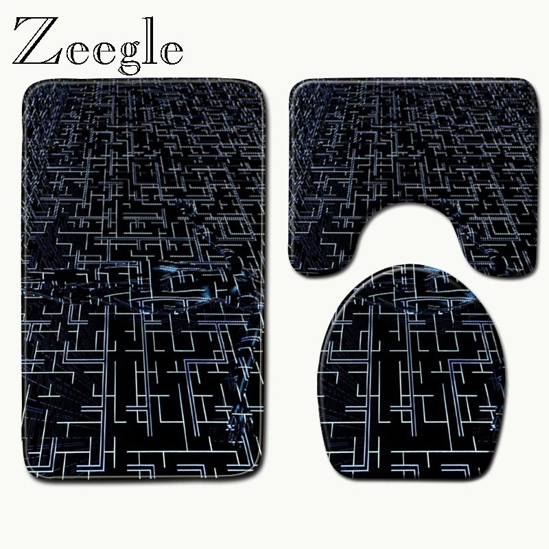 Zeegle 3 шт. коврики для ванной нескользящие коврики для ванной комплект 3D ковер Туалет моющийся комплект напольных ковриков коврики для душа стиральная машина ковер