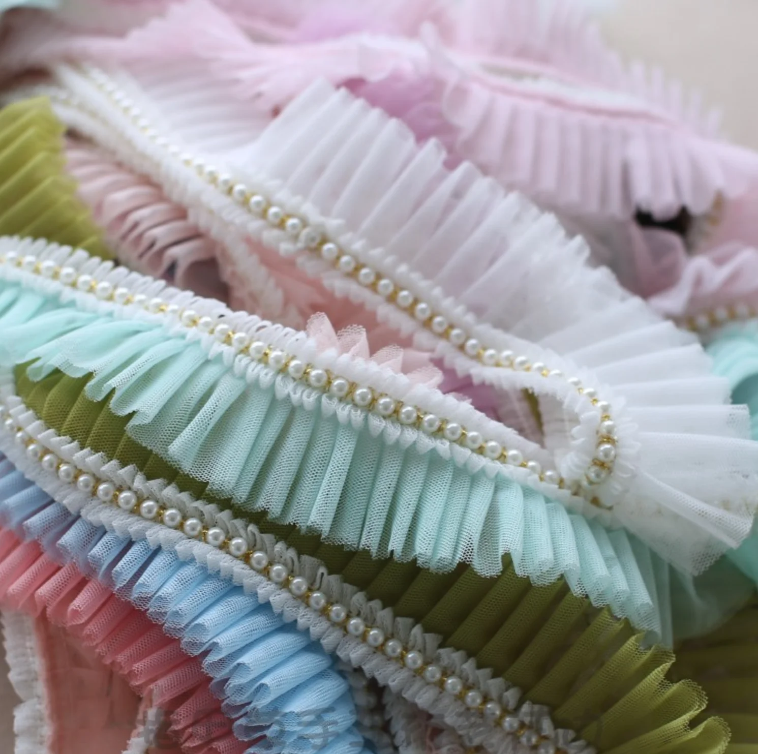 Lace Sewing Accessories 1 Meter Width 6cm 14 Colors Embroiedry Ruffle Mesh Lace Trim Beaded Lace Fabric Ribbon For Garment Dress Sewing DIY lace ribbon,lace fabric,lace garment accessories