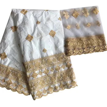 

White color lace fabric bazin riche getzner with stones high quality bazin brode getzner french net lace fabric 5+2yards/lot