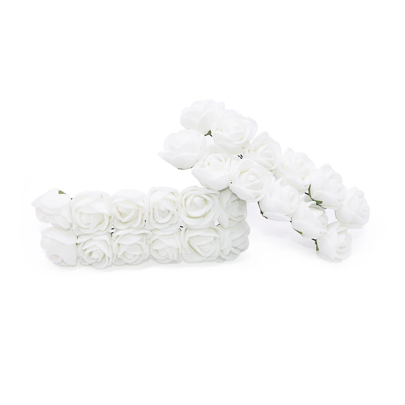 PE01 White 72/144 шт Мини Плюшевые розы ПЭ Пена розы цветы для DIY ВЕНОК декоративные свадебные украшения скрапбук ремесло медведь Роза подарок - Цвет: PE01 White