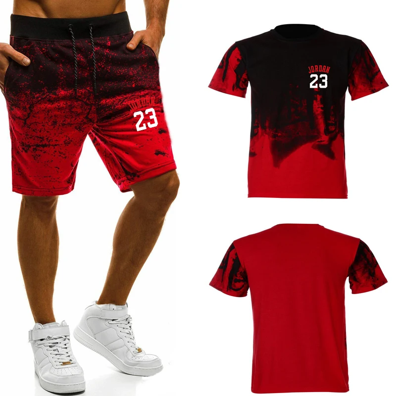 Мужская футболка с принтом Повседневная модная камуфляжная надписью Jordan 23 лето