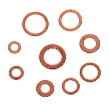 

New 200pcs M5-M14 Box-packed Durable Copper Hardware Oil Seal Fitting Ring Seal Gasket Set Washer Flat Washer Fastener