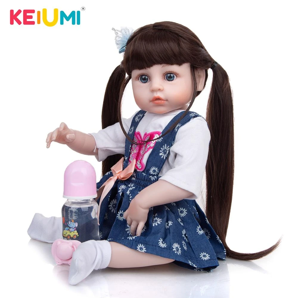 Long Hair Full Silicone Reborn Baby Boneca Bath Dolls 49 Cm Cute White Skin Newborn Toddler Bebe Doll Toys Kids Birthday Gift Dolls Aliexpress