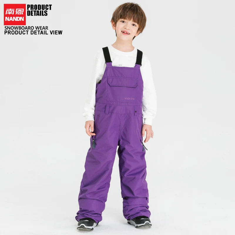 Лыжные брюки водонепроницаемые теплые и дышащие для катания на лыжах для детей - Цвет: purple