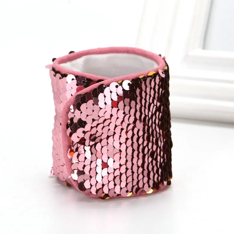 14-pink-gold Блестящий браслет с блестками модный детский браслет повязка на голову для детей праздничные рождественские подарки вечерние браслеты - Окраска металла: 14-pink-gold