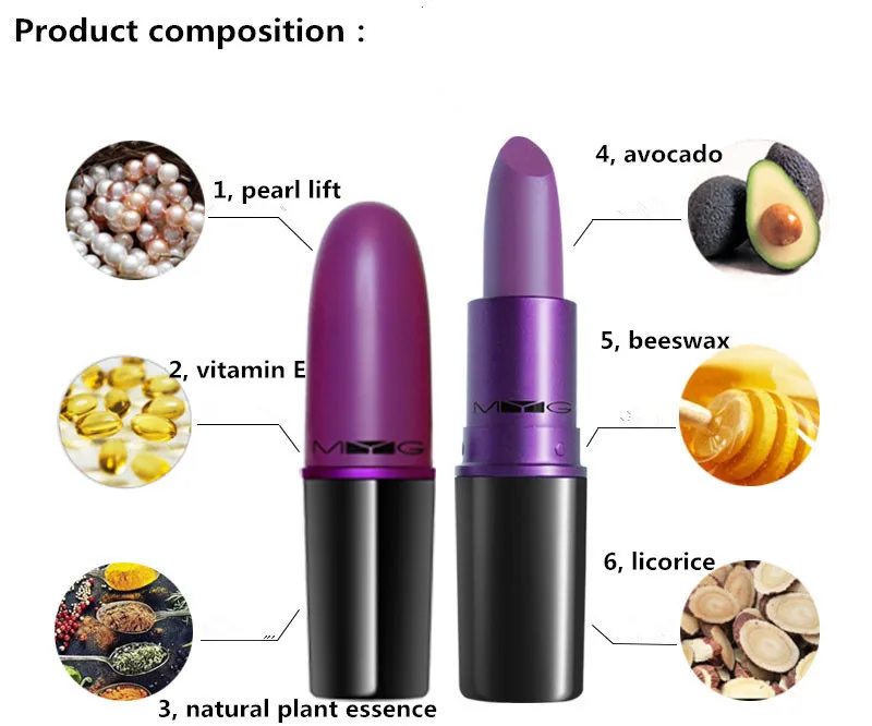 MYG lipstick lips makeup lipstick beauty cosmetics Long-lasting lipstick mate lip stick batom matte lipstick