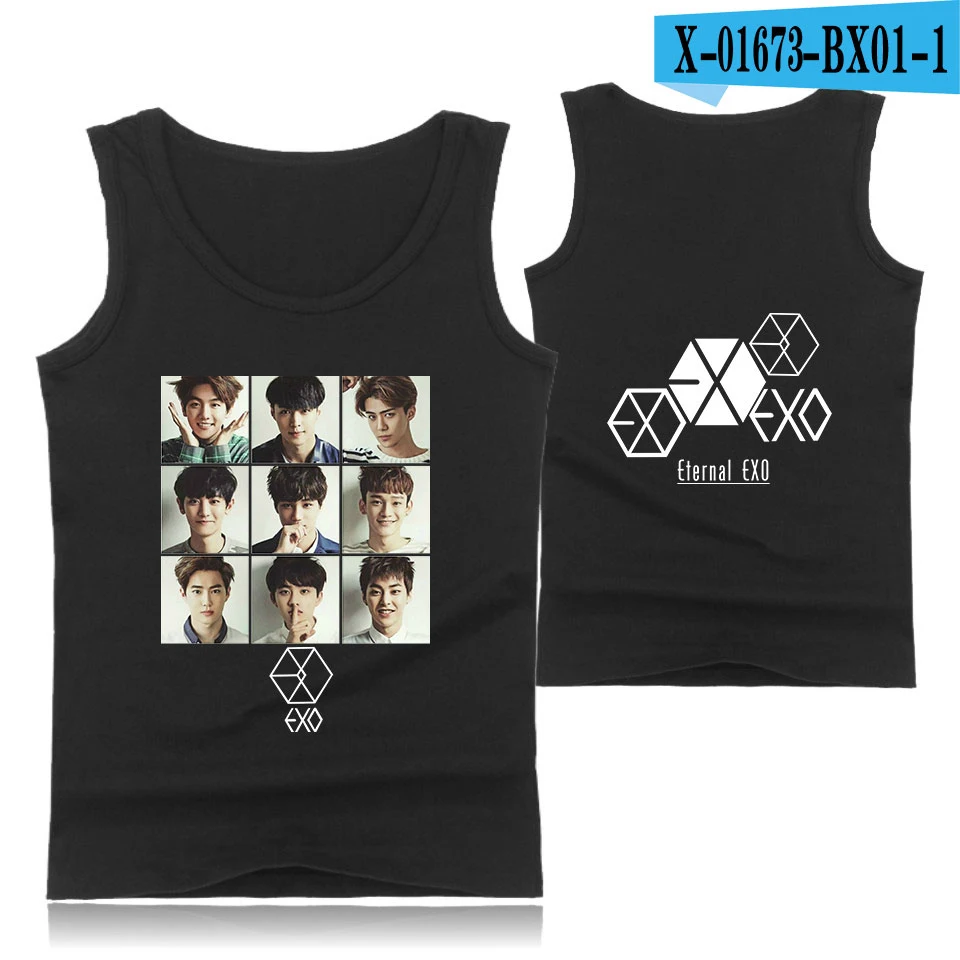 EXO vocal concertprint Модная стильная хипстерская Повседневная Удобная популярная летняя одежда с круглым вырезом без рукавов для мужчин и женщин - Цвет: C
