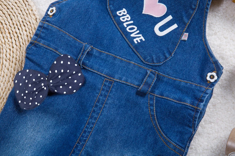 DIIMUU Toddler Baby Girls Jeans Trousers Clothing Overalls Long Pants Casual Printed Clothes Elastic Waist Kids Children