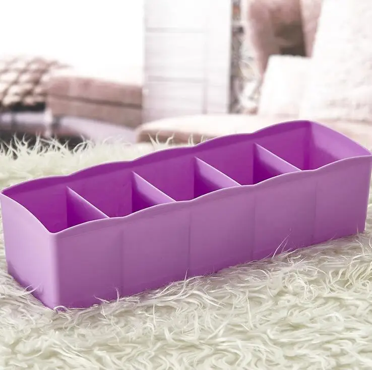 5 сеток корзина для хранения шкаф Органайзер для женщин и мужчин коробка для хранения носков нижнее белье пластиковый контейнер органайзер для макияжа - Цвет: Purple