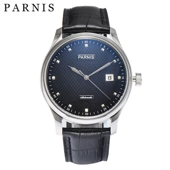 

Parnis 43mm Automatic Mechanical Men Watch Luxury Brand Business Fashion Casual Leather Strap Calendar Wristwatch Men