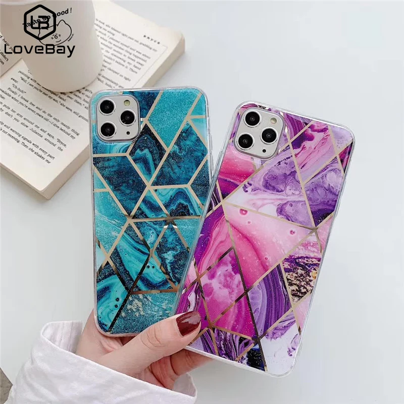 Lovebay покрытие мрамор чехол для iPhone 11 Pro X XR Xs Max геометрический телефон Капа 6 6s 7 8 Plus