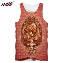 UJWI мультфильм Haunter свободные Go игры 3D печатных Забавный без рукавов большой размеры Мужская майка 5XL Огненный Дракон