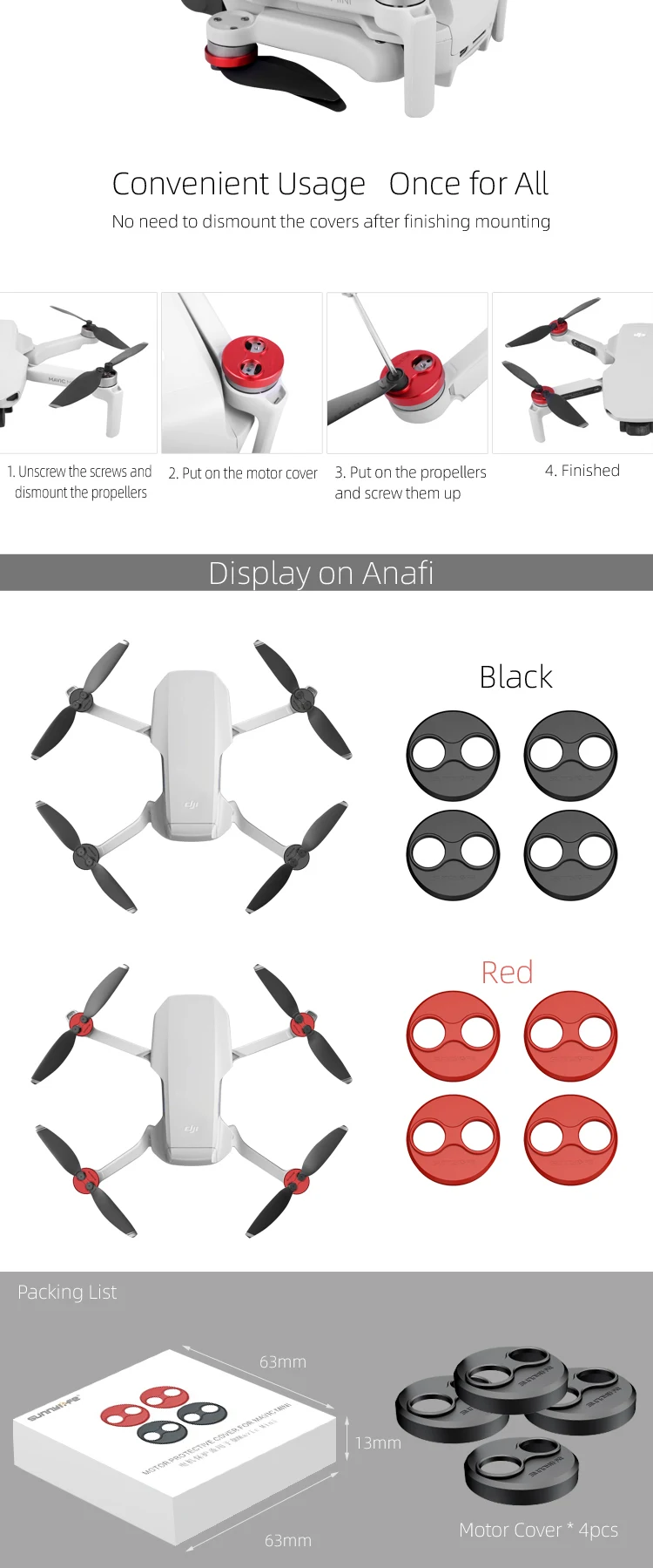 Чехол для двигателя DJI Mavic mini Drone Пылезащитная Крышка для двигателя алюминиевый светильник аксессуары для скольжения 4 шт