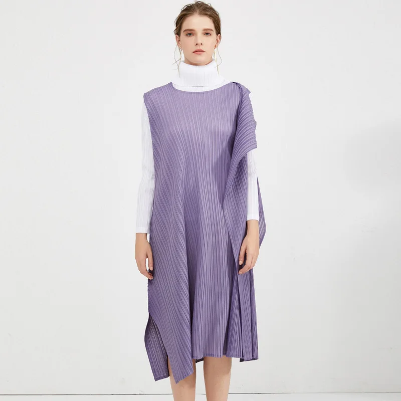 Miyake Ранняя весна новое необычное поддельное платье из двух частей темперамент подходят платья Горячая