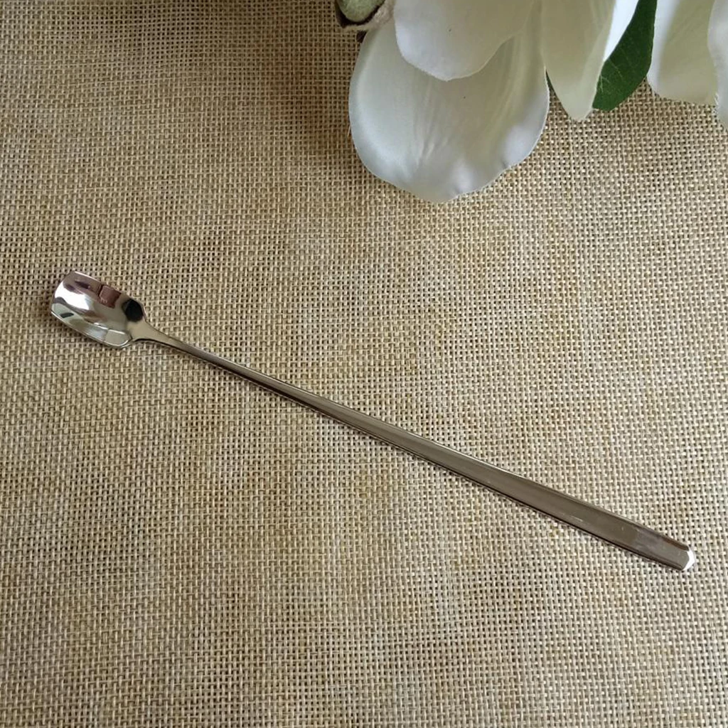 Stainless Steel Long Handle Stirring Mixing Spoon Coffee Spoon Square Spoons