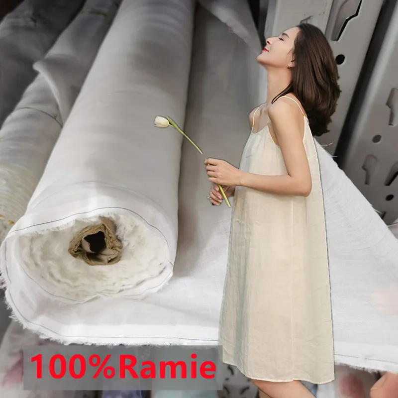 

100S Thin and Light Natural 100% Ramie Cloth Fabric Summer Thin Chinese Style Robe Dress Tissu Diy Sewing Inner Strap Lining