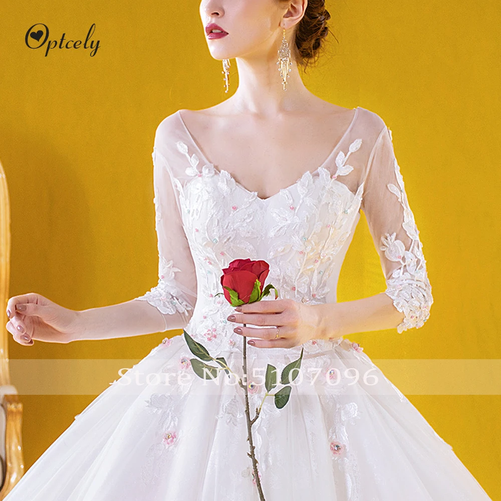 Optcely Robe De Mariee стильные сексуальные свадебные платья с глубоким v-образным вырезом и открытой спиной кружевные аппликации из бисера сказочная Часовня шлейф платья невесты