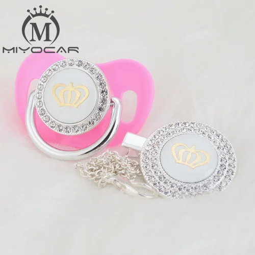 MIYOCAR, 11 цветов, серебряная блестящая золотая корона, шикарная соска и соска, клипса, BPA бесплатно, пустышка, блестящая, уникальный дизайн, GCR2-1 - Цвет: GCR2-3-1 0-6m