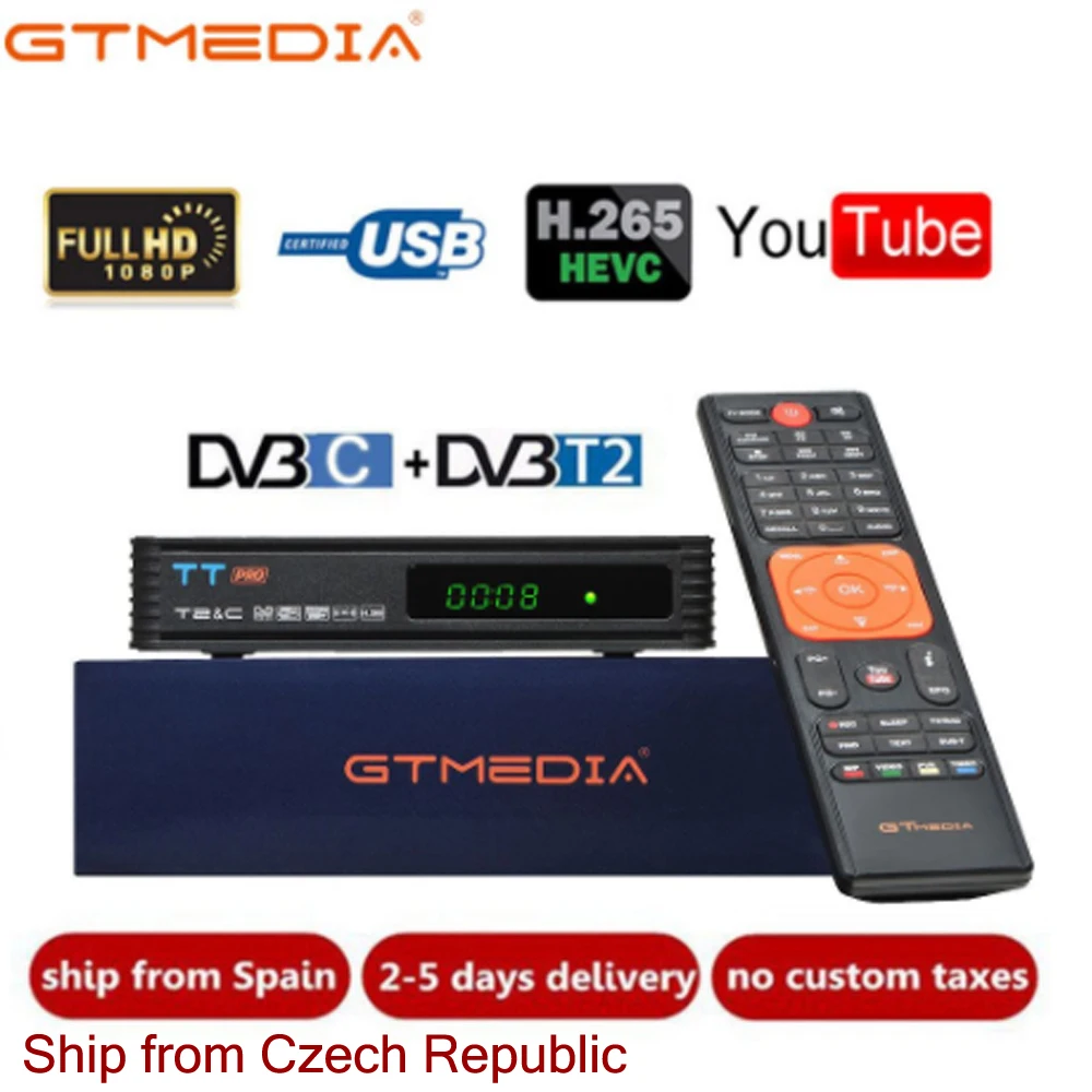 DVB T2 GTMEDIA TT Pro DVB-C DVB-T2/T Tunner TV Combo спутниковый приемник Поддержка H.265 декодер для