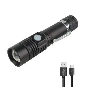 

Ultra Bright LED Flashlight LED lamp beads Waterproof Torch Zoomable 4 lighting modes Multi-function USB charging