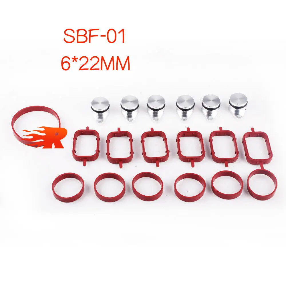 Set of 4/6 x 22/33mm design by aluminum For BMW M57 Swirl Flap Blanking Plates seal with intake manifold gasket 6 cylinder