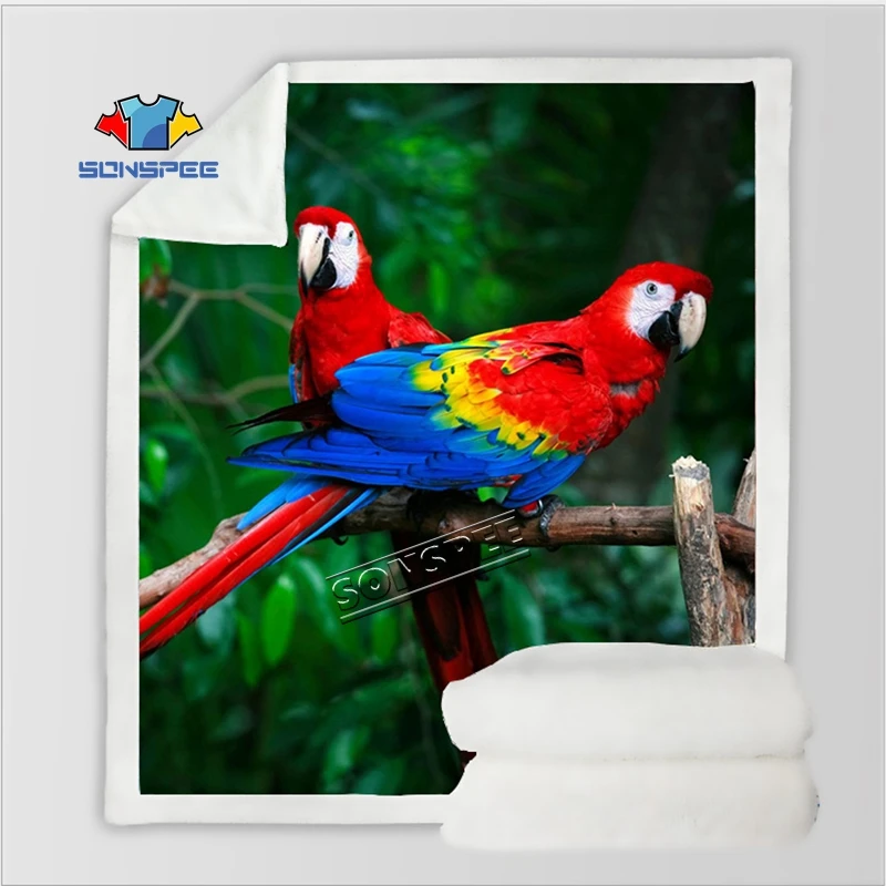 The new Animal Bird Travel Youth Bedding parrot patterned stuffed blanket bedspread for boy girl travel blanket sofa quilt - Цвет: 17